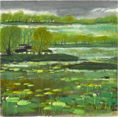 View full screen - View 1 of Lot 8039. 林風眠 西湖夏日 | Lin Fengmian, Summer Scenery of West Lake.