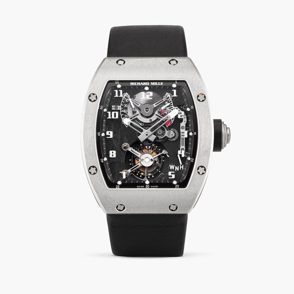 View full screen - View 1 of Lot 2332. Reference RM002 AF Ti | A titanium semi-skeletonised tourbillon wristwatch with power reserve, torque indication and carbon nanofiber baseplate, Circa 2009.