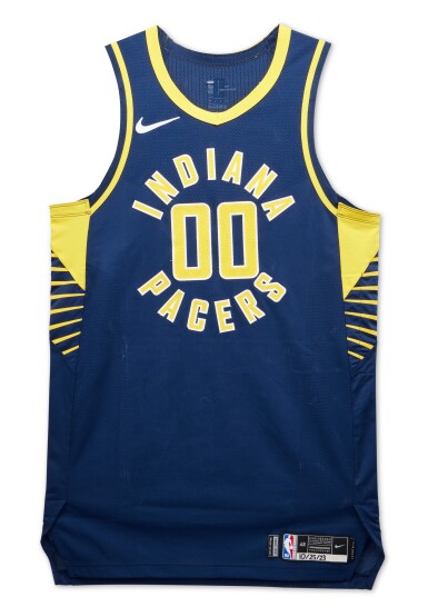 View full screen - View 1 of Lot 24. Bennedict Mathurin Indiana Pacers 2023-2024 Kia NBA Tip-Off Game Worn Icon Edition Jersey | Matched to 2 Games.