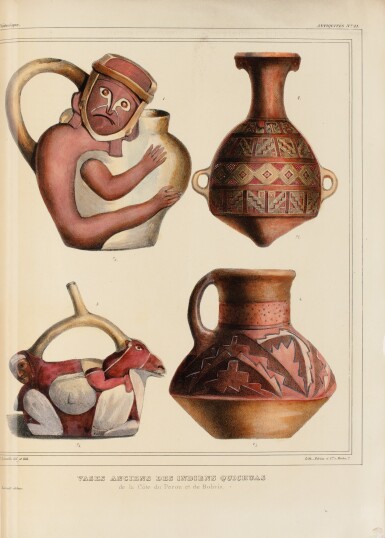 View full screen - View 1 of Lot 137. ORBIGNY. Voyage dans l'Amérique Méridionale... Paris et Strasbourg, 1834-1847.9 vol in-4. Demi-rel. de l'ép. .