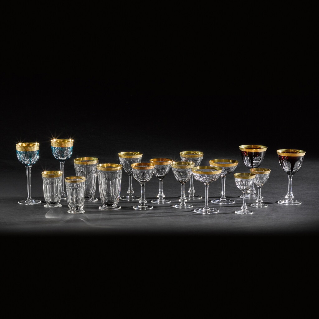 View full screen - View 1 of Lot 106. A Moser cut, etched and gilt 'Lady Hamilton' pattern part table service, 20th century.