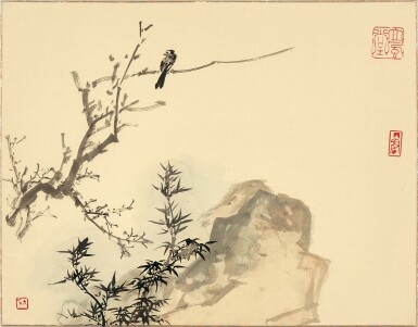 View full screen - View 1 of Lot 6005. 張大千 高枝鳴禽 | Zhang Daqian, Bird Perching on Branch.