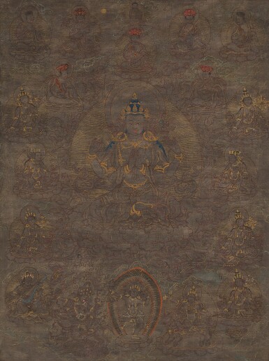 View full screen - View 1 of Lot 839. A painting of Shadakshari Lokeshvara, Bhutan, 19th century.
