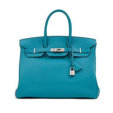 View full screen - View 1 of Lot 37. Turquoise Togo Birkin 35 Palladium Hardware, 2014.
