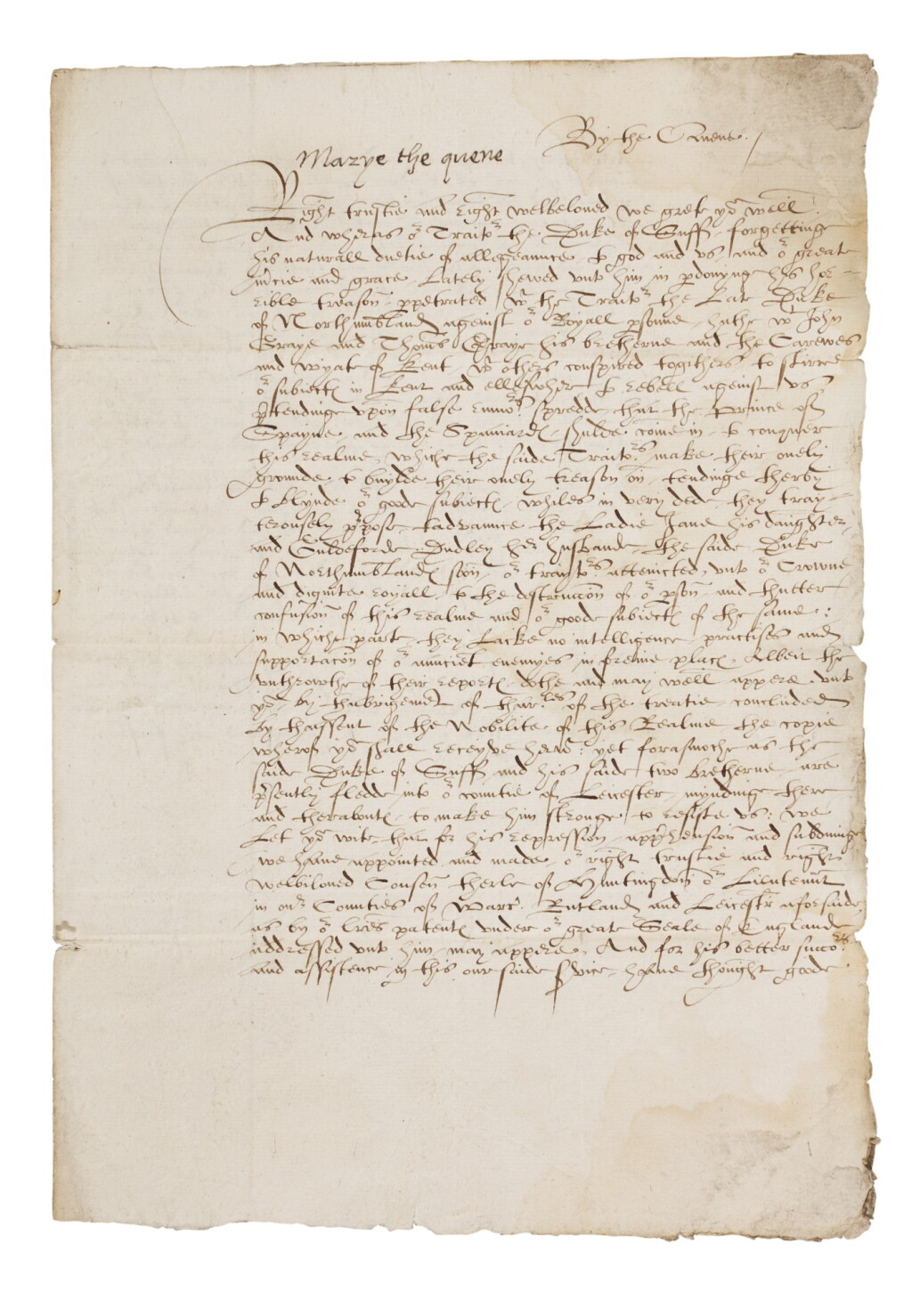 View full screen - View 1 of Lot 3. Queen Mary I., letter signed, 28 January 1554.