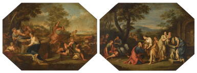 View full screen - View 1 of Lot 58. Moses defending the daughters of Jethro and Rebecca and Eliezer at the Well.