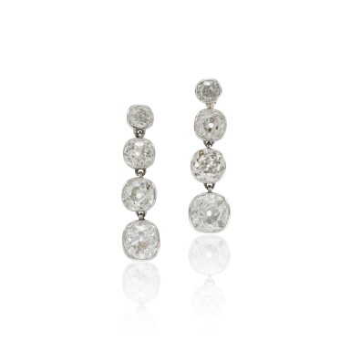 View full screen - View 1 of Lot 110. Pair of diamond earrings.