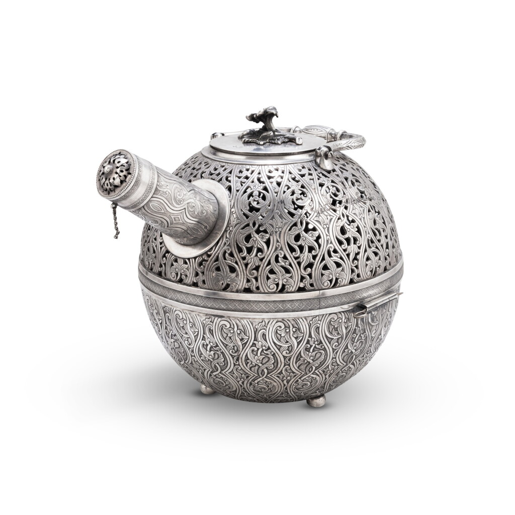 View full screen - View 1 of Lot 129. An important Ottoman silver incense-burner, Abdûlhamid II period, 1876-1909 .