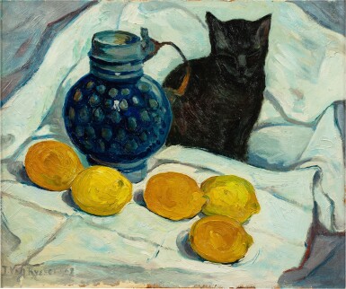 View full screen - View 1 of Lot 337. Nature morte au chat.