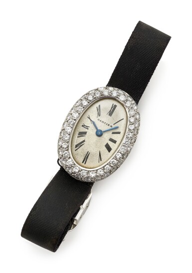 View full screen - View 1 of Lot 65. LADY'S DIAMOND WRISTWATCH (OROLOGIO DA POLSO CON DIAMANTI), CARTIER.