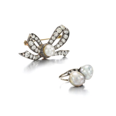 View full screen - View 1 of Lot 15. Group of pearl and diamond jewels.