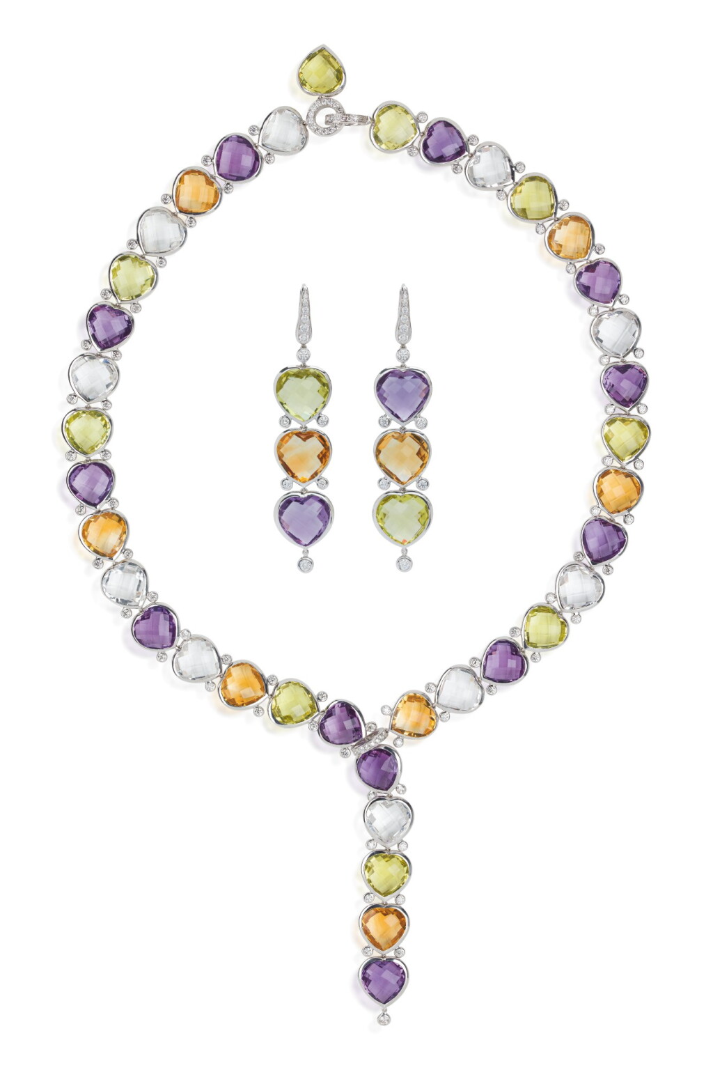 View full screen - View 1 of Lot 32. GEM SET AND DIAMOND DEMI-PARURE, MICHELE DELLA VALLE.
