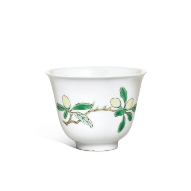 View full screen - View 1 of Lot 52. A rare famille-verte ‘date plum and butterfly’ cup, Mark and period of Kangxi.