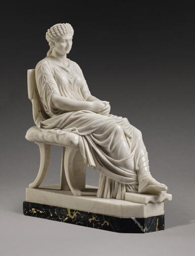 View full screen - View 1 of Lot 105. ITALIAN, EARLY 19TH CENTURY, AFTER THE ANTIQUE | SEATED AGRIPPINA.