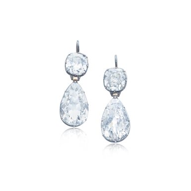 View full screen - View 1 of Lot 626. Exquisite pair of diamond pendent earrings.