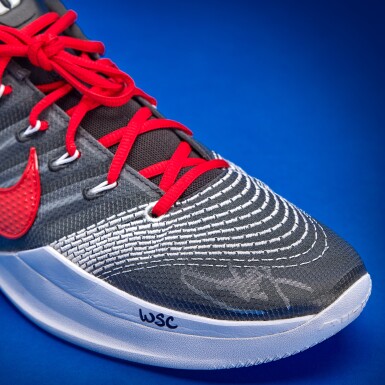 View full screen - View 1 of Lot 40. Stephen Curry 2025-2026 Warm Up and Game Worn Dual-Signed and Inscribed Nike Sabrina 3 By Stephen Curry 'TCC'.