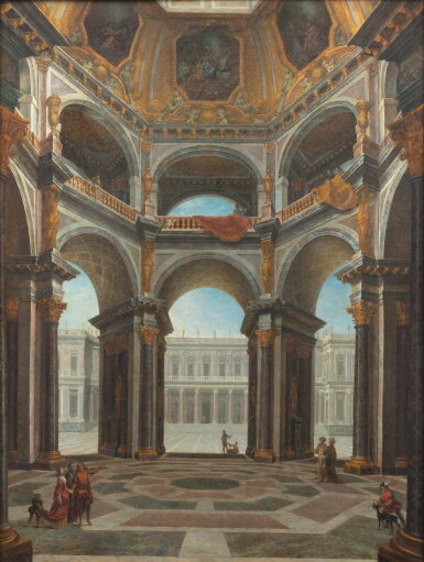 View full screen - View 1 of Lot 33. Architecture with Five Figures | Composition architecturale animée.