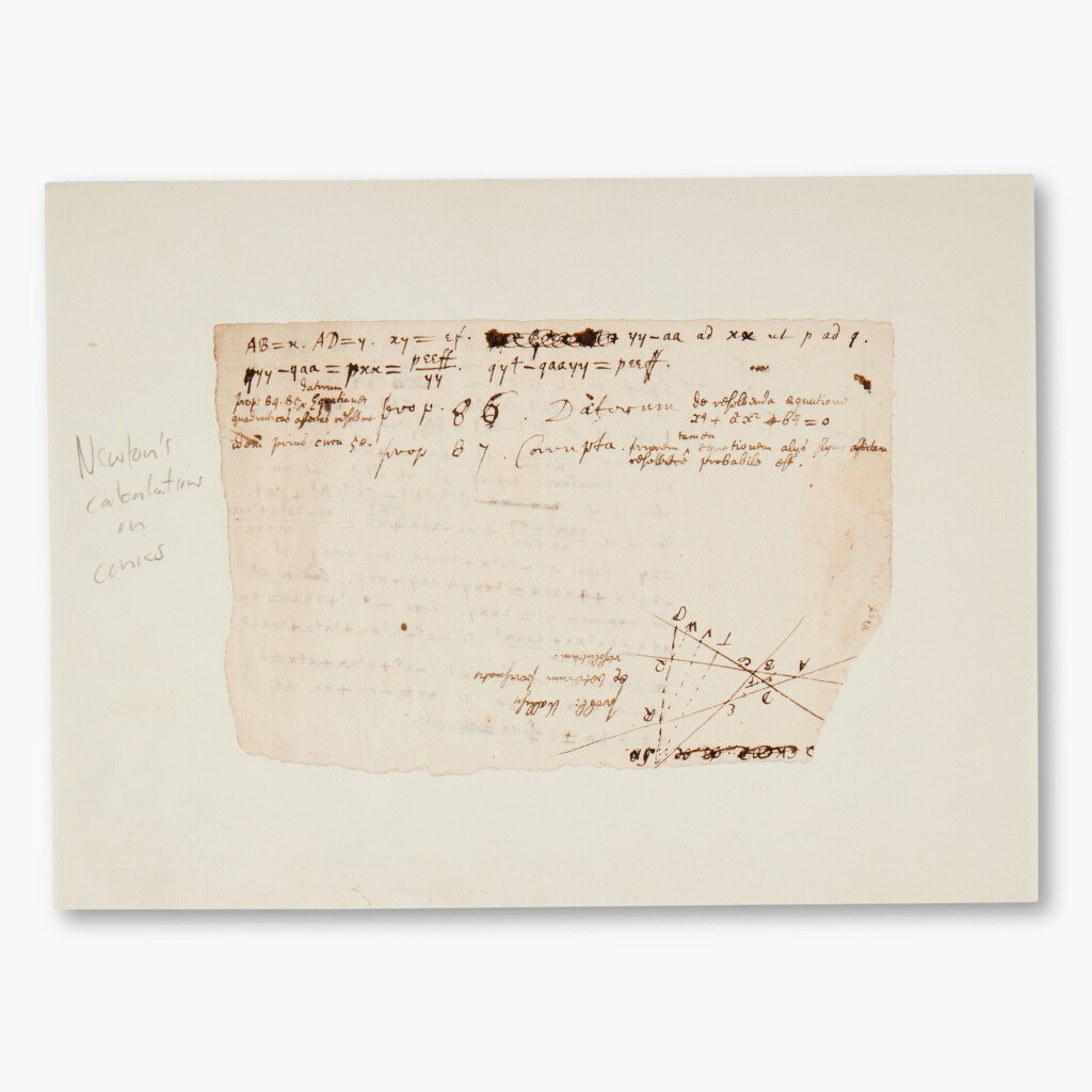 View full screen - View 1 of Lot 97. Newton, Isaac, Sir | Autograph manuscript worksheet, Cambridge, probably May 1694.
