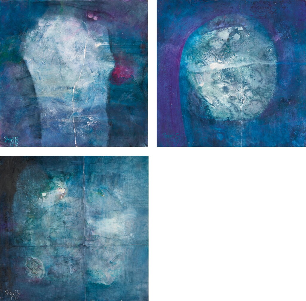 View full screen - View 1 of Lot 64. HUSSEIN SHARIFFE | BLUE HEAD ONE; BLUE HEAD TWO; NOT QUITE OFF-CENTRE.
