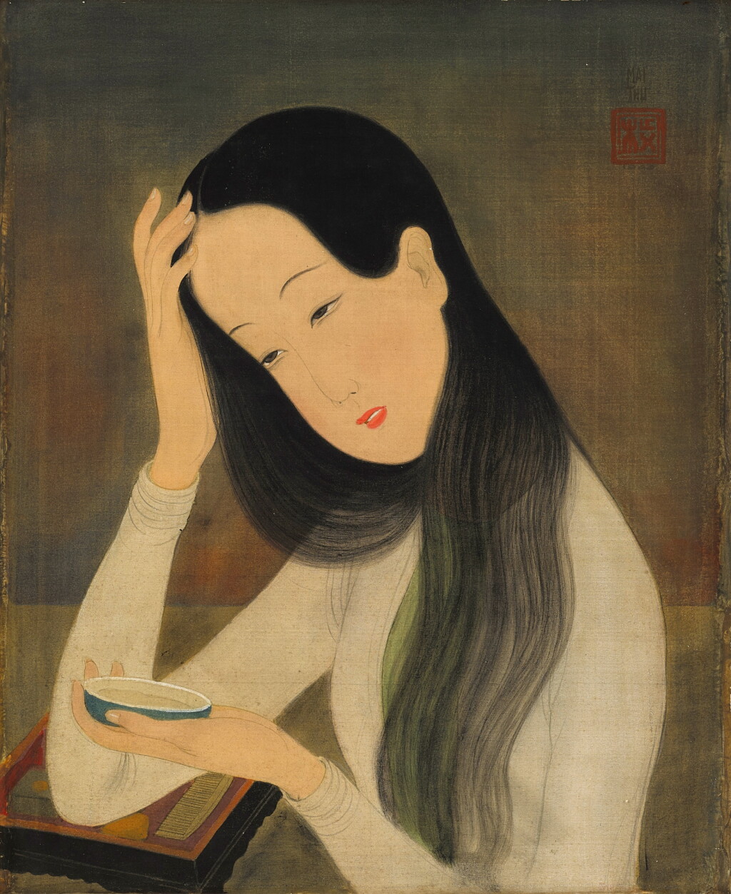 View full screen - View 1 of Lot 142. Mai Trung Thu 枚中栨 (梅忠恕) | La toilette 梳妝.