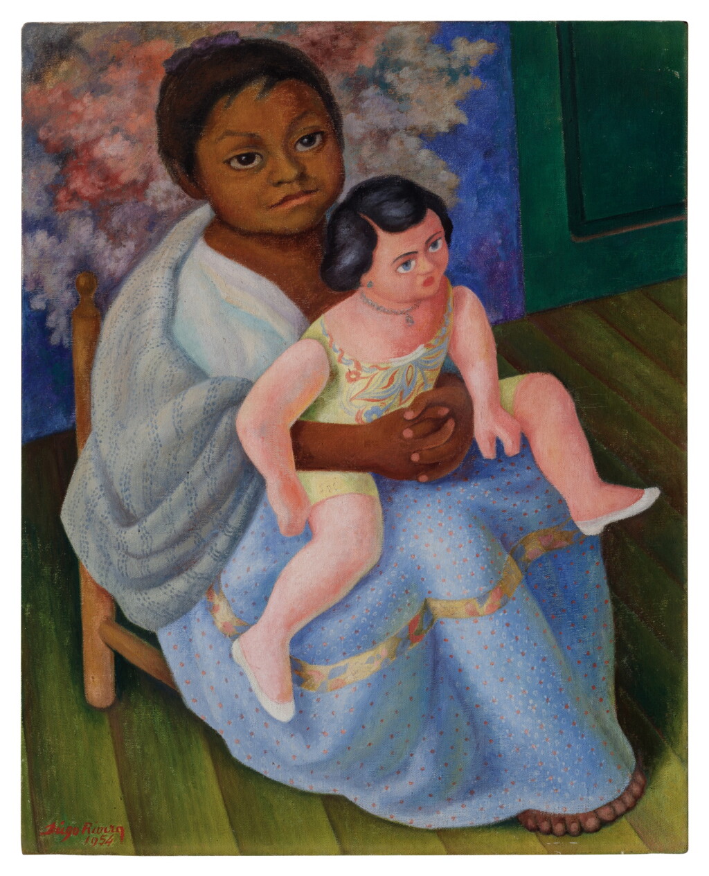 View full screen - View 1 of Lot 423. Niña con muñeca.