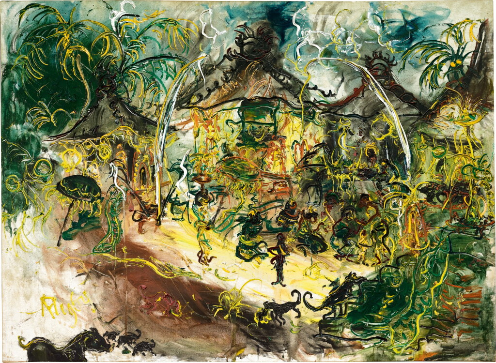 View full screen - View 1 of Lot 730. Affandi 阿凡迪 | Market Scene in Bali 巴厘市場景象.