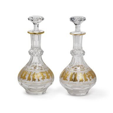 View full screen - View 1 of Lot 97. A Pair of Val St Lambert 'Danse de Flore' Cut-Glass Decanters and Stoppers, 20th Century.
