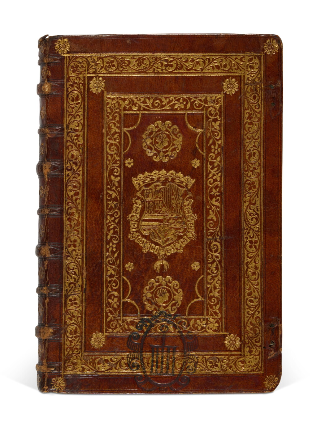 View full screen - View 1 of Lot 51. Huttich, Imperatorum et Caesarum vitae, Strassburg, 1534, Salamanca goatskin by Juan Vázquez, Philip II's copy.