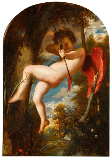 View full screen - View 1 of Lot 133. Cupid with his bow in a landscape.