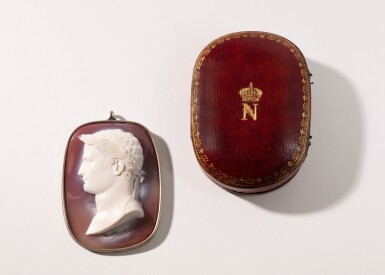 View full screen - View 1 of Lot 656. A large sardonyx cameo portrait with silver mounts, early 19th century .