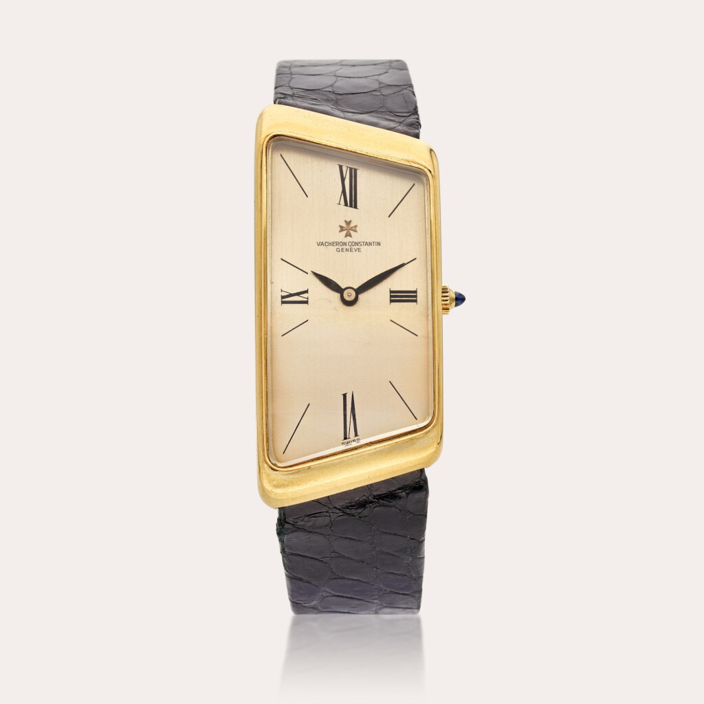 View full screen - View 1 of Lot 392. Prestige de la France | A yellow gold asymmetrical wristwatch, Circa 1975.