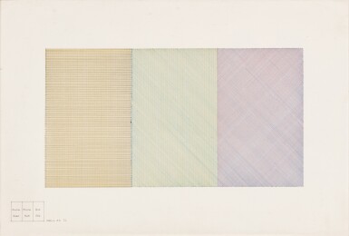 View full screen - View 1 of Lot 3. Three part drawing with two colors in each part.