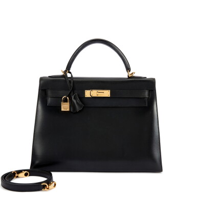 View full screen - View 1 of Lot 6198. Vintage Black Box Kelly 32 Sellier Gold Hardware, 2000.