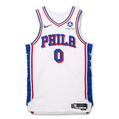 View full screen - View 1 of Lot 143. Tyrese Maxey Philadelphia 76ers 2024-2025 Game Worn Association Edition Jersey | 32 Points .