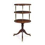 A Regency gilt-brass mounted mahogany three-tier revolving dumb waiter, circa 1820