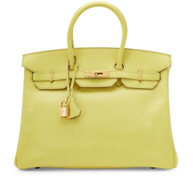 View full screen - View 1 of Lot 39. Lime Epsom Birkin 35 Rose Gold Hardware, 2013.