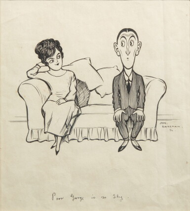 View full screen - View 1 of Lot 4. H.M. Bateman | "Poor George is so shy", pen and ink, framed and glazed.