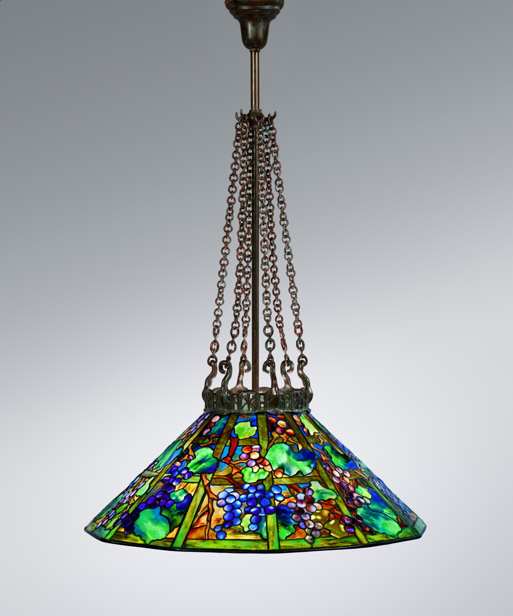 View full screen - View 1 of Lot 343. "Grape Trellis" Chandelier.