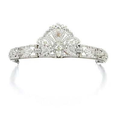 View full screen - View 1 of Lot 138. Diamond and coloured diamond tiara/brooch/bracelet, circa 1920.