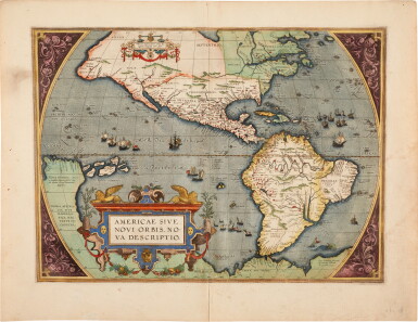View full screen - View 1 of Lot 181. ORTELIUS| Americae sive novi orbis, nova descriptio, 1587.