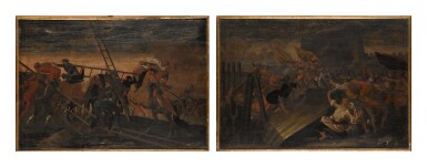 全螢幕檢視 - 查看173AFTER GEORG PHILIPP RUGENDAS I | A pair of battle scenes between Christians and Turks at the raising of a siege的1