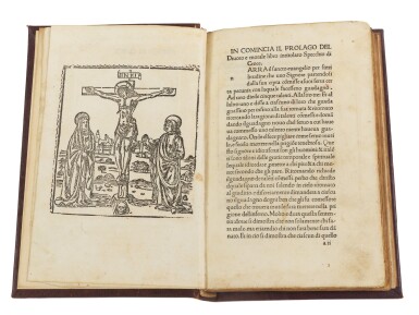 View full screen - View 1 of Lot 75. Cavalca, Specchio di croce, Florence, 1490, later burgundy leather.