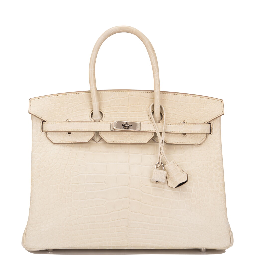 View full screen - View 1 of Lot 38. Hermès Horseshoe Stamp (HSS) Bicolor Beton and Black Birkin 35cm of Matte Mississippiensis Alligator with Palladium Hardware.
