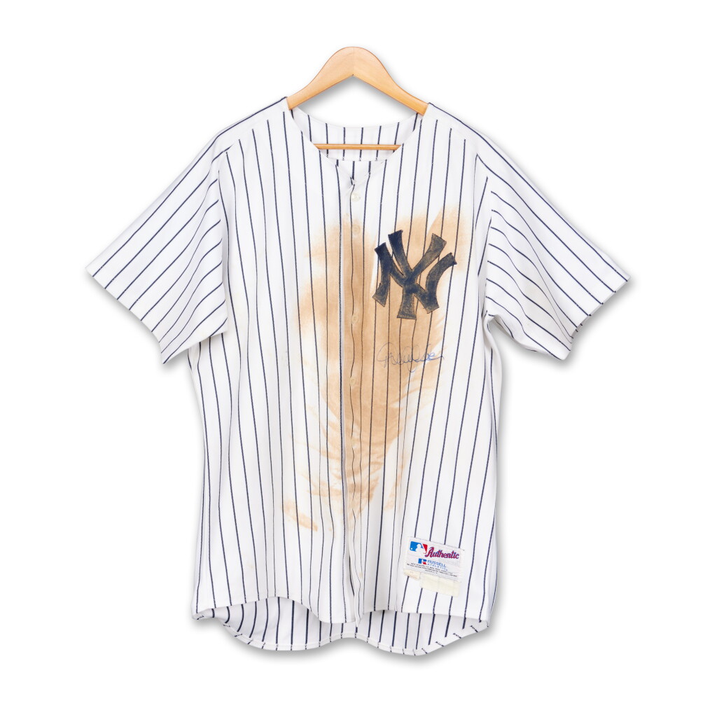 View full screen - View 1 of Lot 6. Derek Jeter 'The Dive' New York Yankees 2004 Regular Season and Postseason Game Worn and Signed Jersey | Matched to 74 Games | 150th Home Run.
