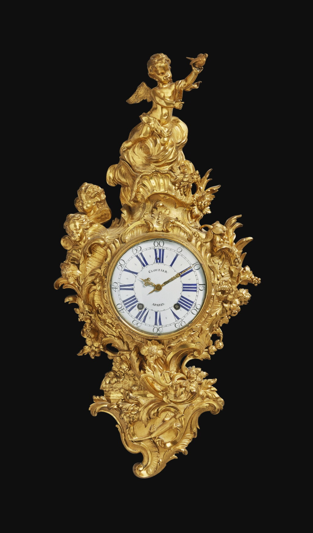 View full screen - View 1 of Lot 753. A LOUIS XV GILT BRONZE CARTEL CLOCK, CIRCA 1750.