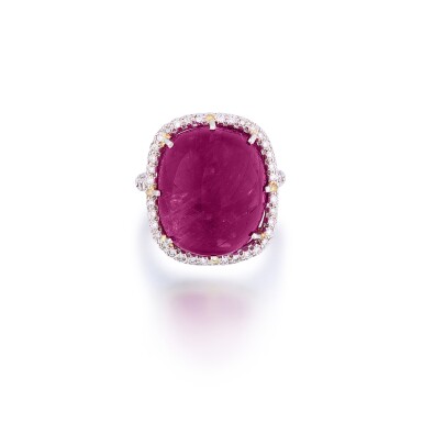 View full screen - View 1 of Lot 106. Fred Leighton | Bague rubis et diamants | Ruby and diamond ring.
