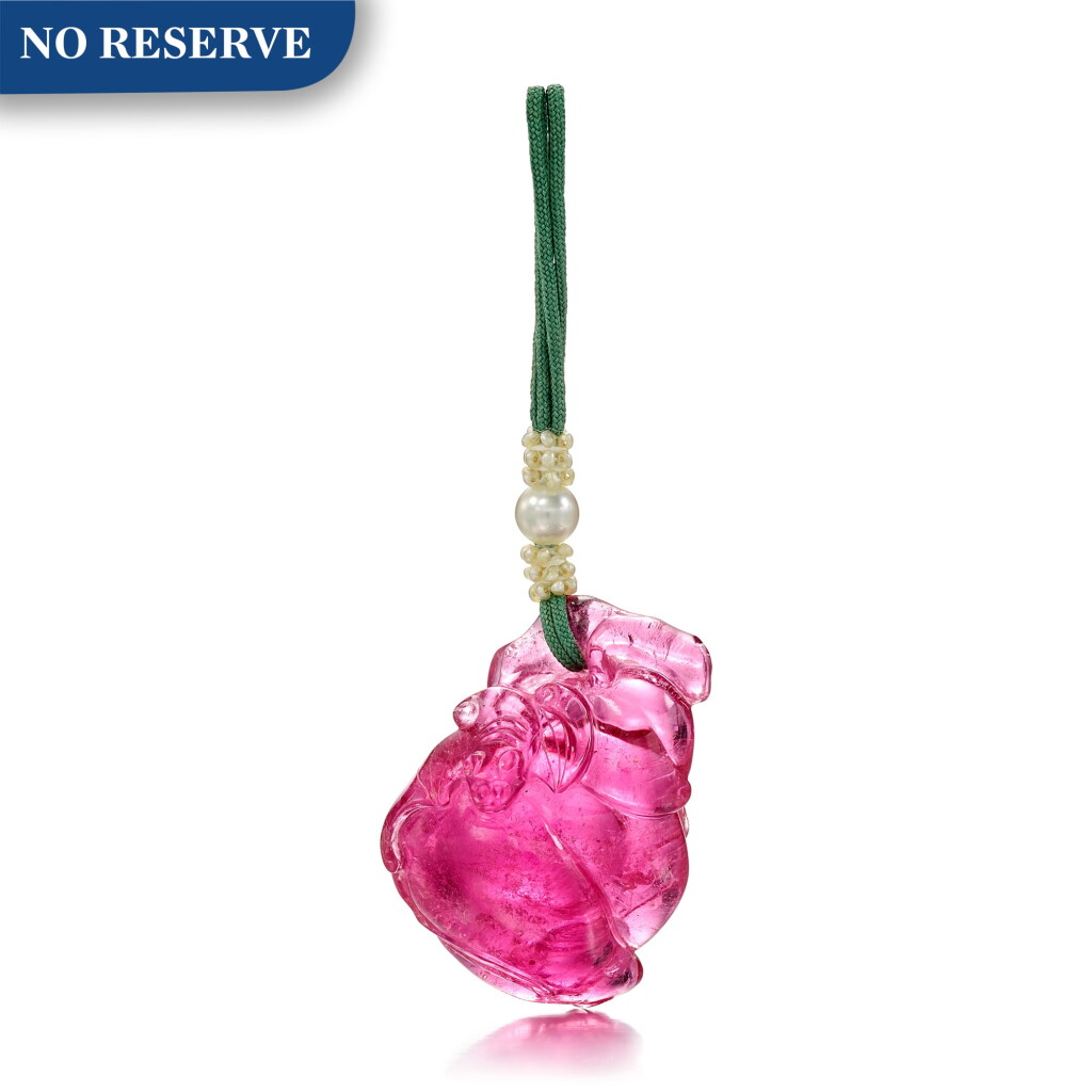 View full screen - View 1 of Lot 1663. PINK TOURMALINE, SEED PEARL AND CULTURED PEARL PENDANT | 粉紅碧璽 配 珍珠 及 養殖珍珠 掛墜.