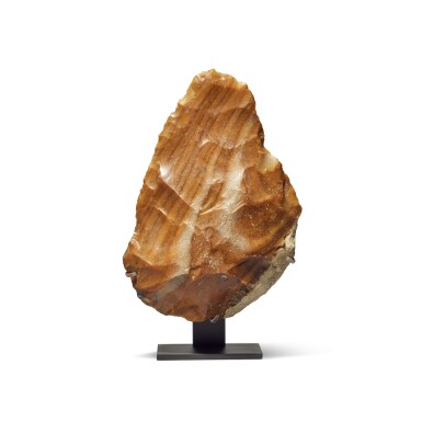 View full screen - View 1 of Lot 46. Paleolithic (Acheulean) Banded Flint Handaxe.
