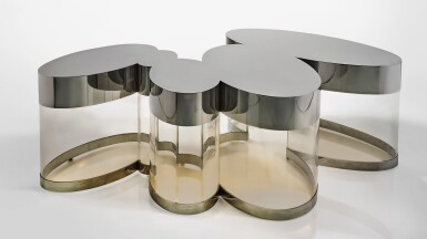 View full screen - View 1 of Lot 318. GUY DE ROUGEMONT | "NUAGE" ILLUMINATED COFFEE TABLE.