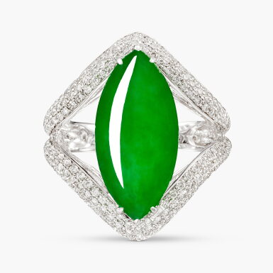 View full screen - View 1 of Lot 1458. Jadeite and Diamond Ring | 天然翡翠 配 鑽石 戒指.